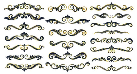 Obraz premium Elegant Decorative Flourishes and Swirls Set - Vintage Ornate Design Elements