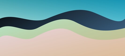 Fototapeta premium Abstract wavy background with blue, dark blue, green and beige layers
