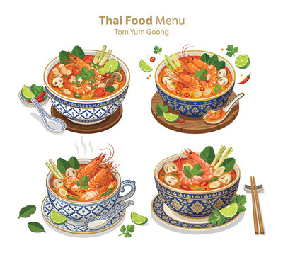 Thai Cuisine Showcase: A vibrant illustration presents a culinary journey through authentic Thai cuisine.