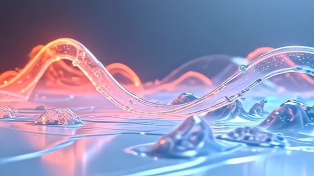 angstrom glowing modern corpuscle streaming comparable virtual river cycle soaring gracefully, morph betwixt tints of coral and azure, the satiny sheer and sharpness of it figure glittering