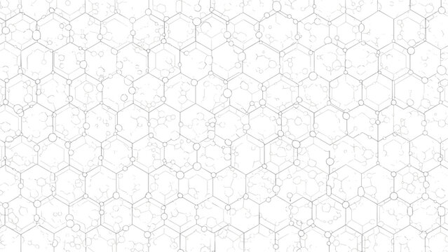 Subtle background pattern of interconnected hexagonal molecular structures in light gray representing chemistry science and technology.