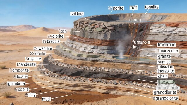 Volcanic Rock Layers and Geological Features