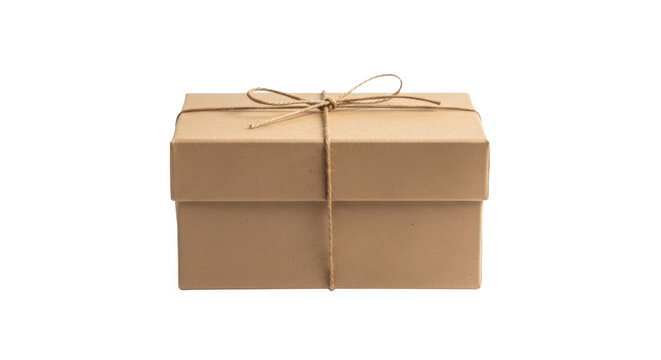 Gift box with twine bow, brown paper wrapped present