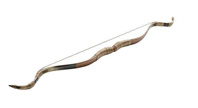 Ancient Wooden Bow for Archery Isolated on Transparent Background