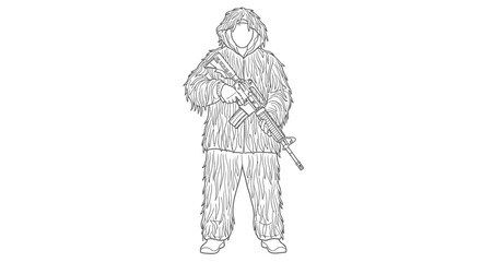 Camouflaged Soldier with Rifle Illustration