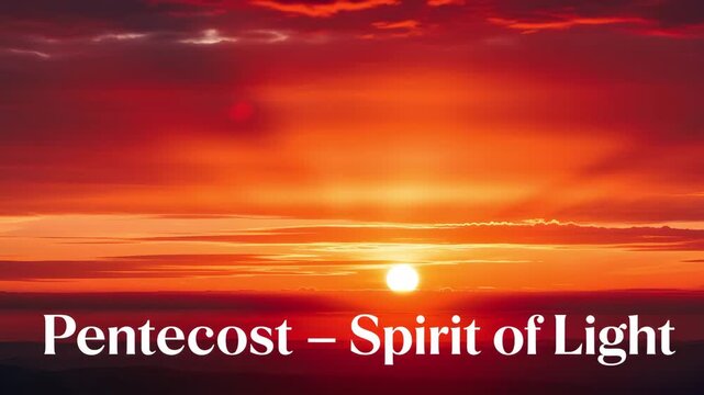 Sunset sky with pentecost spirit of light theme red sunrise 4K Ai HD high quality video.