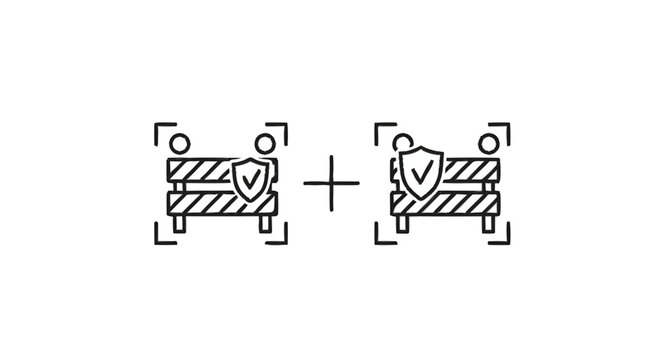 Two Security Barriers with Shield and People Icons.