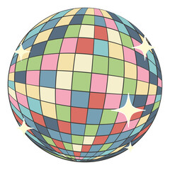 Obraz premium cute disco ball isolated vector illustration, work of hand drawn
