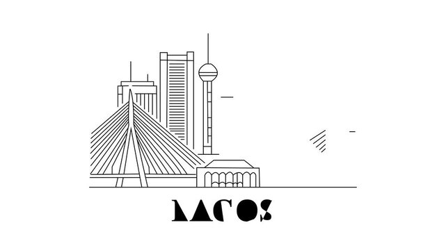 Animation Of Lagos City Line Draw Simple Minimalist