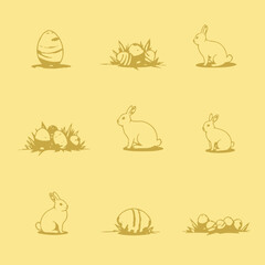 Cute Cartoon Pattern Featuring Yellow Easter Eggs and Adorable Rabbits on a Soft Pastel Background for Springtime Celebrations