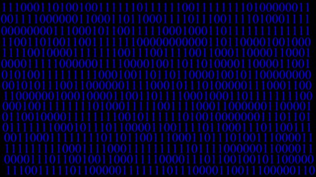 Binary code digital abstract background featuring streams of white ones and zeros on a black screen on 4k motion video..