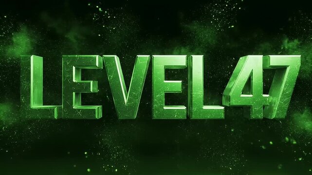A video showcasing the neon green text Level 47 in a dark background