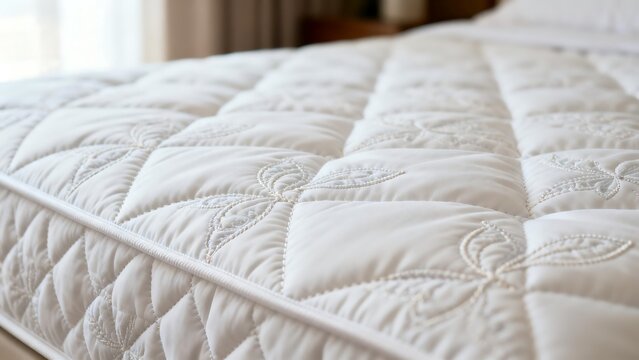 Closeup of a quilted mattress