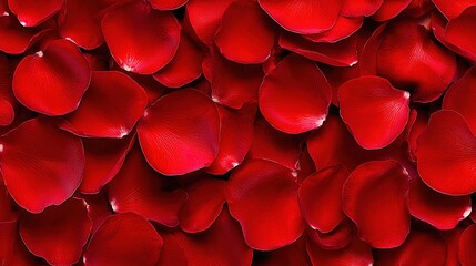 Dense Cluster of Bright Red Rose Petals 
