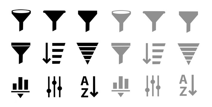 Filter icon set. Vector illustration of filter icon set