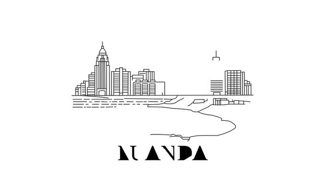 Animation Of Luanda City Line Draw Simple Minimalist