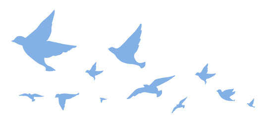 Obraz premium 空を飛ぶ鳥のシルエットイラスト 背景イラスト