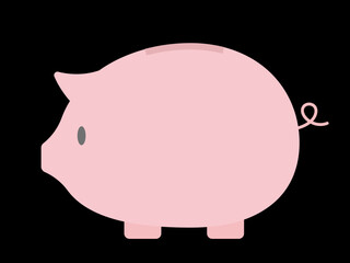 Fototapeta premium Modern Pink Piggy Bank Symbol on Black Background: Vector Illustration for Dark Mode Finance Apps, Wealth Management, and Savings Alerts