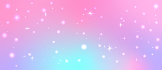 Magical pink lavender gradient with shimmering stars and soft bokeh sparkle, princess style abstract background filled with dream pink glitter glow. © Elena