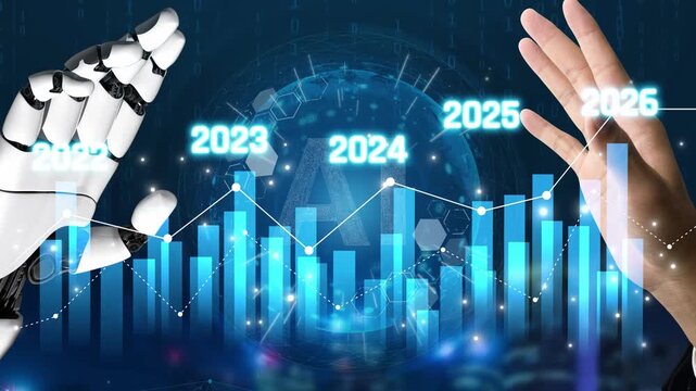 AI-generated image showing data-driven projection of business performance trends across five years using charts and analytics for strategic planning and decision making Marrow