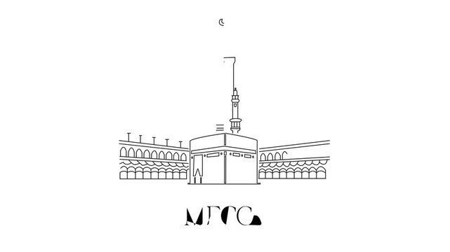 Animation Of Mecca City Line Draw Simple Minimalist