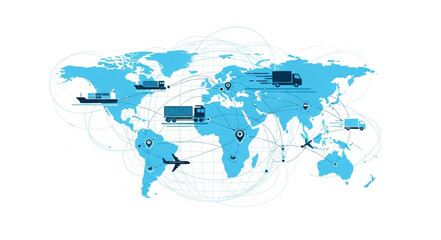 World Map Logistics Transportation Network. © Roni