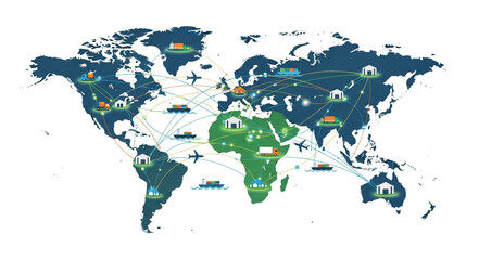 Fototapeta premium World Map with Colored Countries.