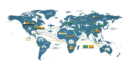 Obraz premium World Map with Country Flags.
