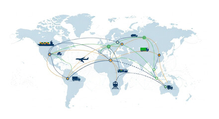 World Map with Flight Routes. © Roni