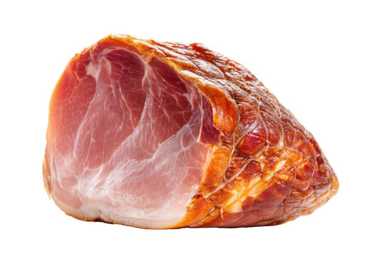 Smoked Pork Ham with Visible Fat Marbling and Netting Texture meat cured