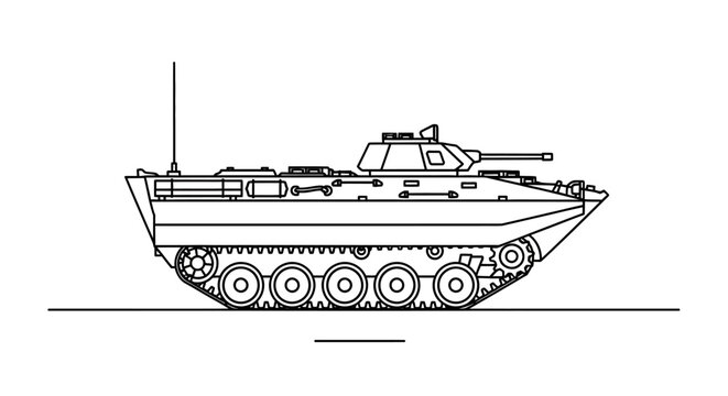 Armored Personnel Carrier (APC) Military Vehicle Line Art Illustration