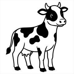 Fototapeta premium Cute Dairy Cow Cartoon Illustration