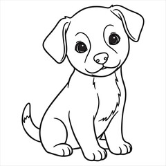 Fototapeta premium Cute Puppy Sitting Cartoon Illustration