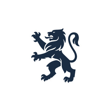 Heraldic Lion Rampant Logo