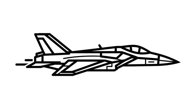 F-14 Tomcat Fighter Jet Icon, Military Aircraft Silhouette, Vector Art
