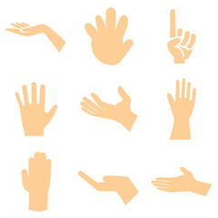 Fototapeta premium Hand Gesture Silhouettes Set Icons. Hand gesture silhouettes showing different positions and signals, isolated on light background, useful for icons, communication symbols, and design elements.