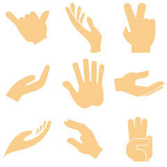 Fototapeta premium Hand Gesture Silhouettes Set Icons. Hand gesture silhouettes showing different positions and signals, isolated on light background, useful for icons, communication symbols, and design elements.