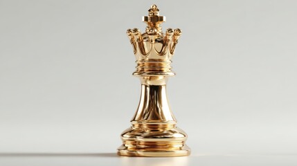 Golden Chess Piece Isolated on Light Background for Game Concept