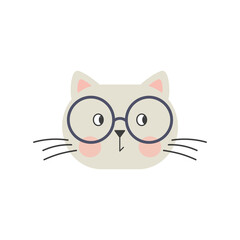 Obraz premium Cute gray cat wearing black glasses