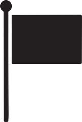 Simple black flag on a pole isolated against a white background