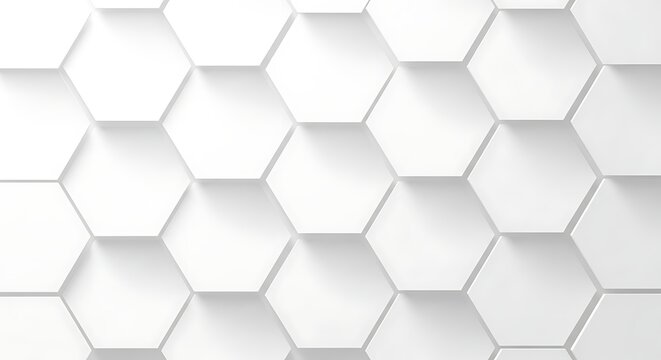Seamless white 3d hexagon pattern with a geometric honeycomb texture and tech-inspired hexagonal cell structure makes a modern vector wallpaper for a business backdrop or soccer design element