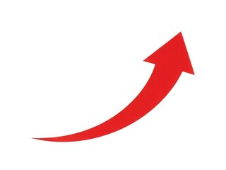 A bold red arrow pointing upwards against a white background