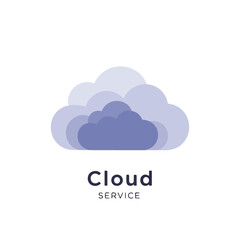A layered, stylized cloud illustration with "Cloud SERVICE" text