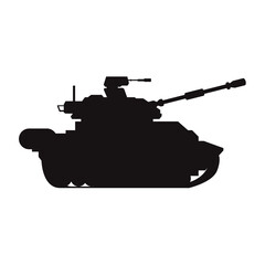 Military Tank Silhouette Isolated on White Background