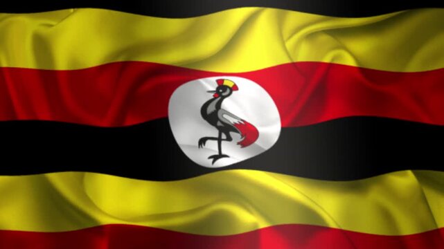 Flag of Uganda, Uganda 3D Animation flag waving in the wind. 4K Uganda Flag Animation waving with fabric texture.
