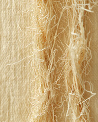 Obraz premium Recycled paper fiber macro texture with visible cellulose fibers and rough organic surface. Realistic macro photography suitable for eco packaging backgrounds and sustainable design
