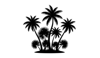 Fototapeta premium Decorative Tropical Palm Tree Silhouette Landscape Exotic Beach Nature Vector