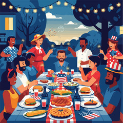 A vibrant, detailed illustration of a festive outdoor gathering © Zoro
