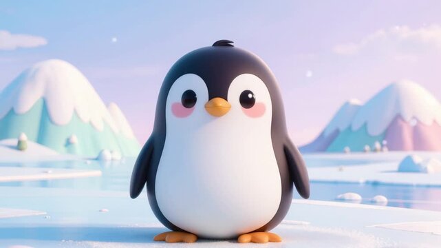 The penguin glides forward and returns to its original position, a slight movement of the flippers