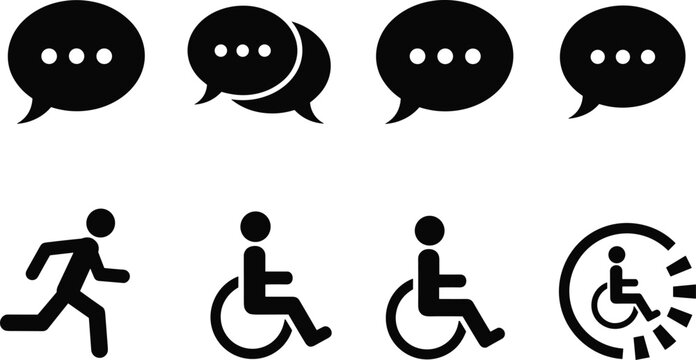 Speech Bubbles and Accessibility Icons on White Background illustration